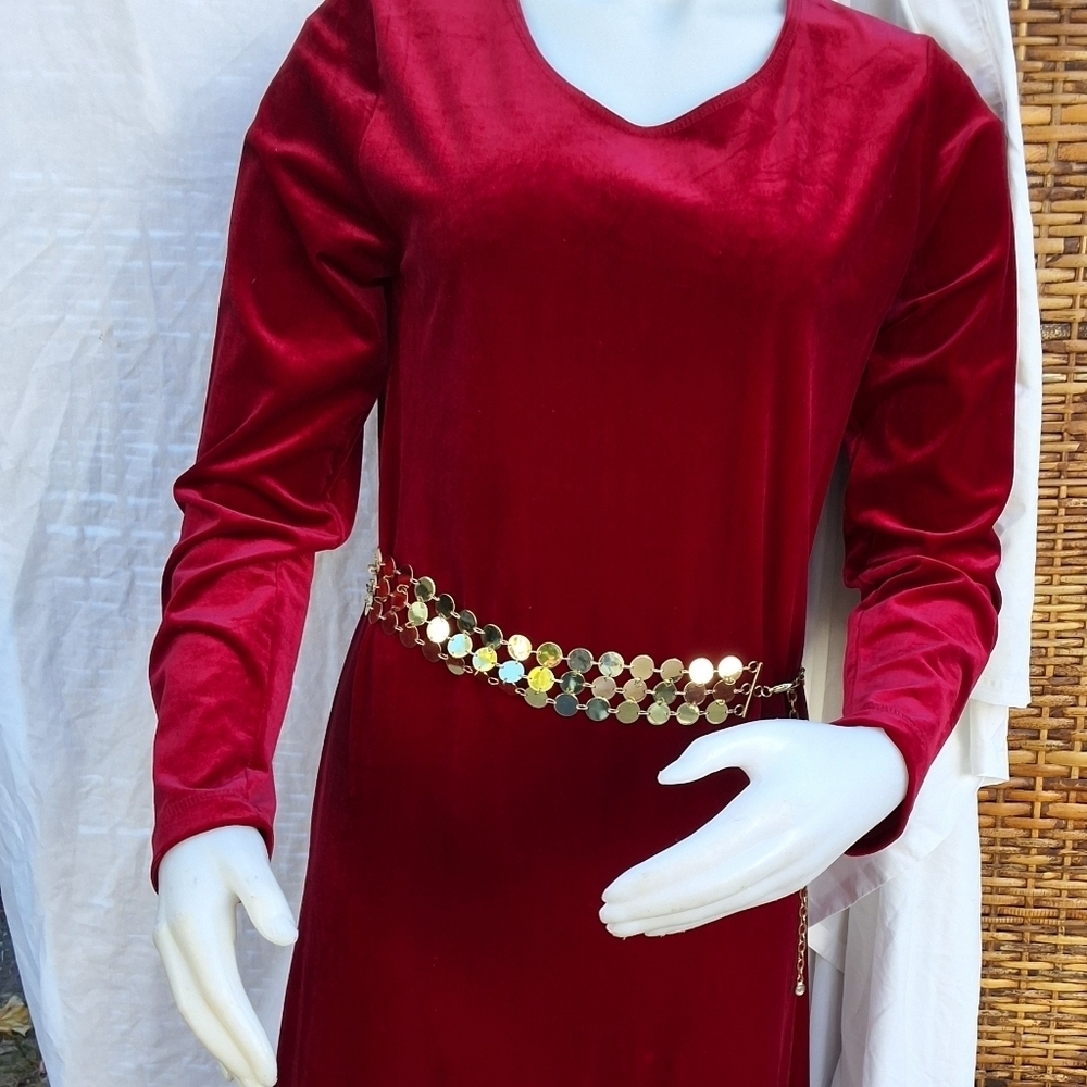 Streetwear vintage festive wine red Maxi dress M/L - Picture 2 of 12
